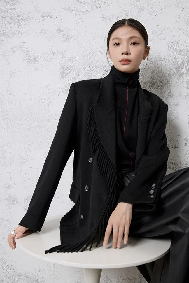 100 wool waistband tassel suit jacket