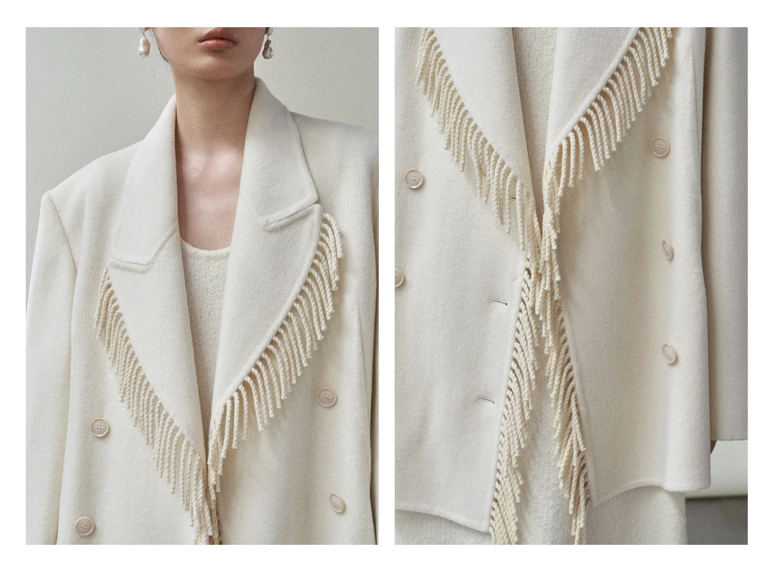 100 wool waistband tassel suit jacket