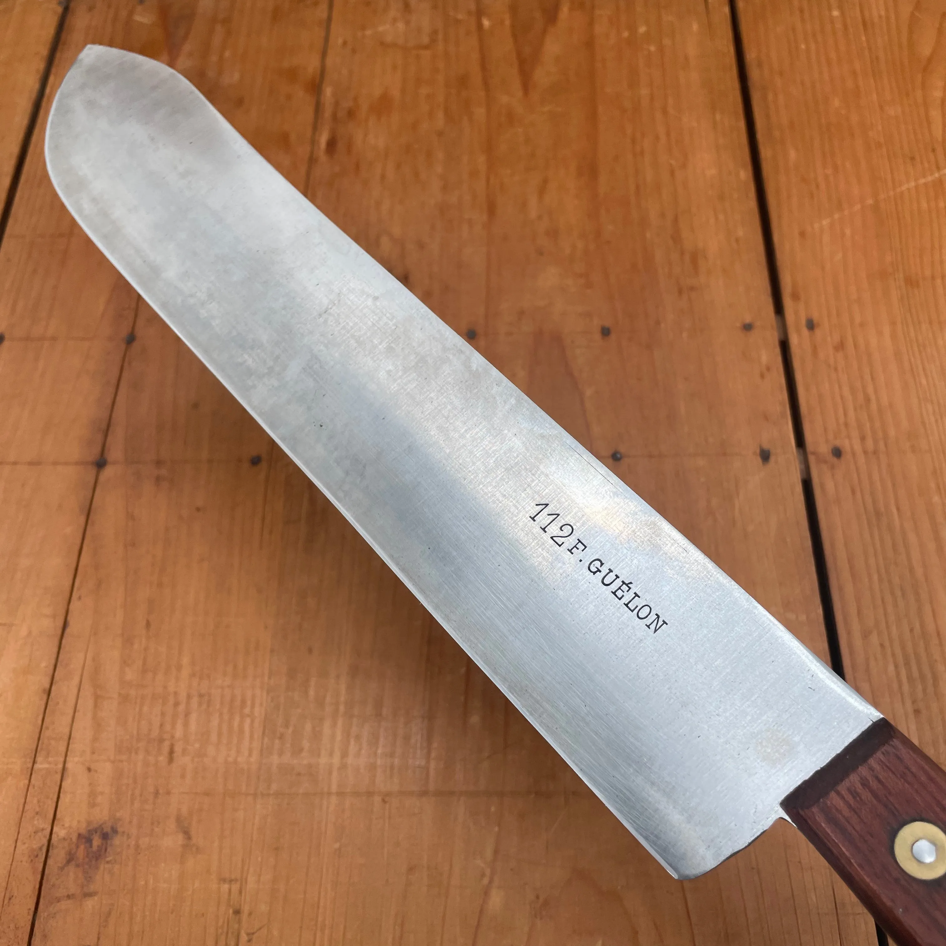 112 F. Guelon 12" Bullnose Butcher Carbon Steel Rosewood France 1950's