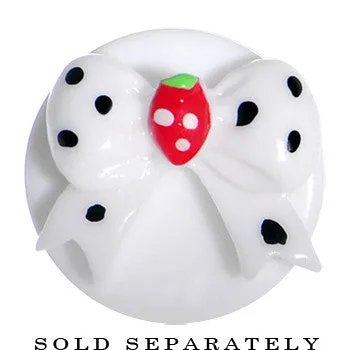 1/2 White Acrylic Berry Polka Dot Bow Saddle Plug