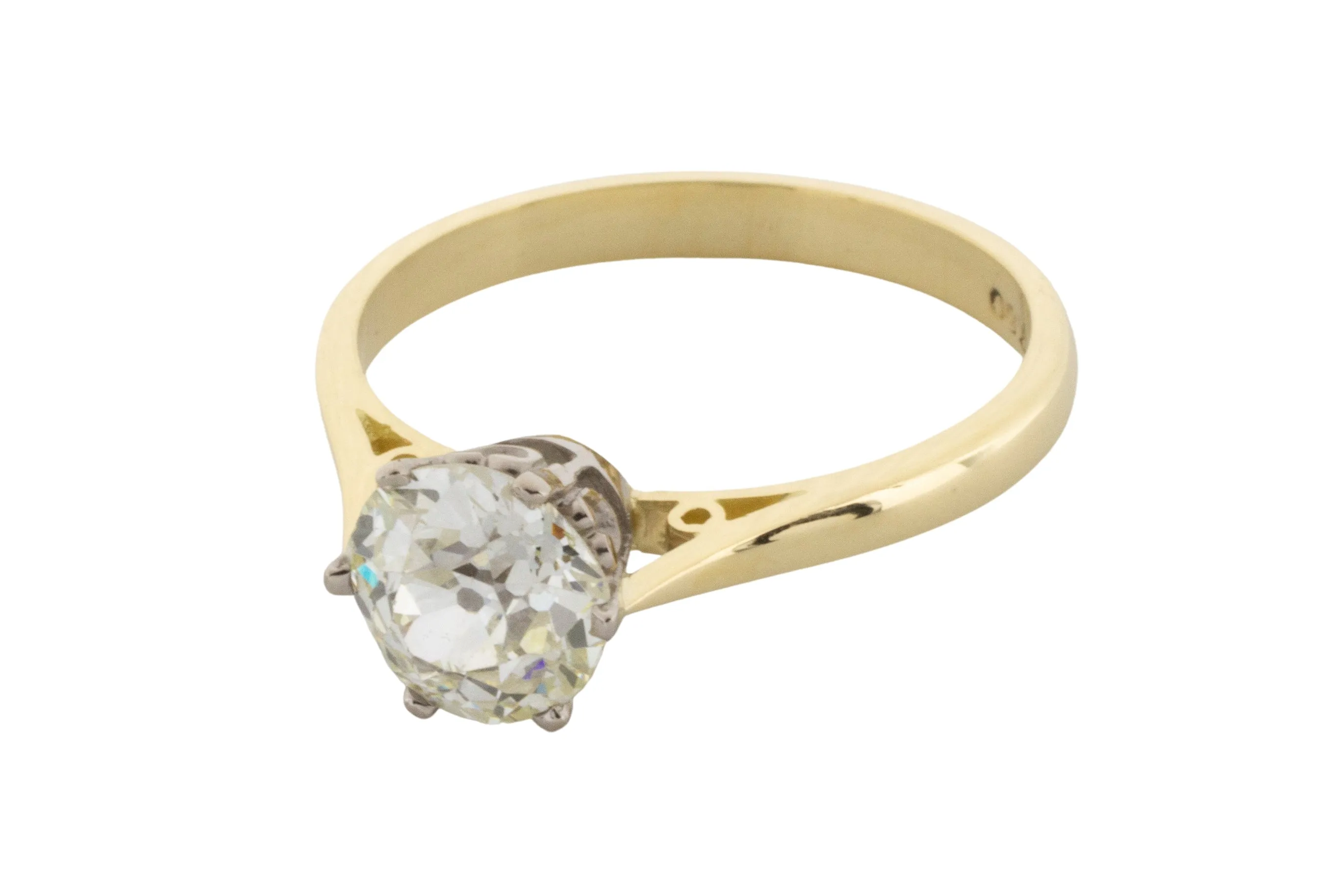 1.40 carat Old Mine cut diamond solitaire ring