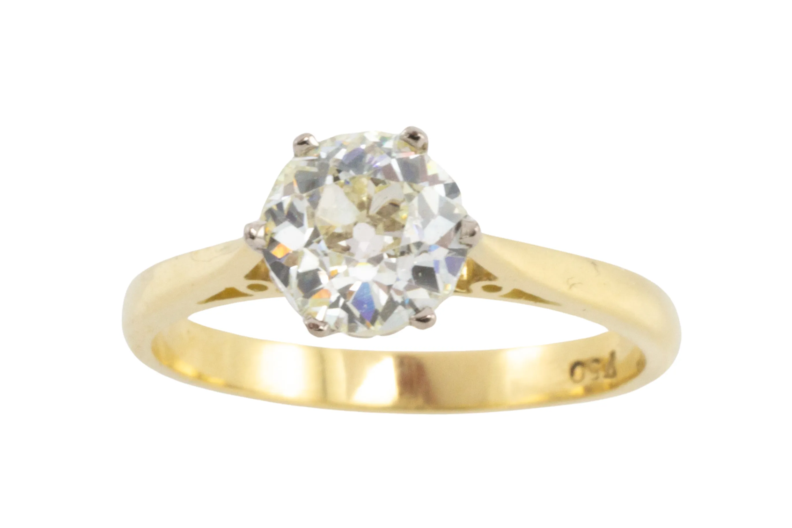 1.40 carat Old Mine cut diamond solitaire ring