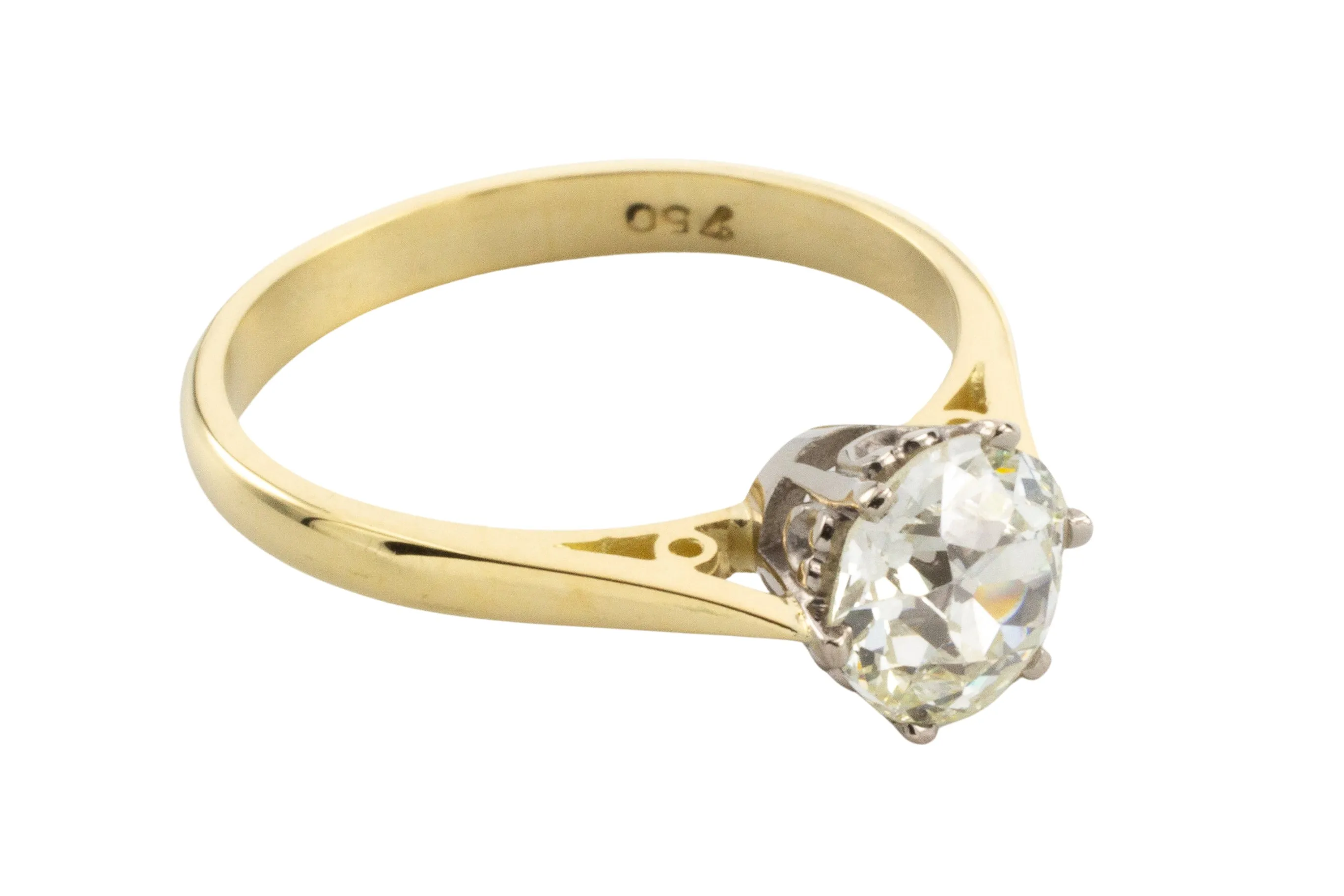 1.40 carat Old Mine cut diamond solitaire ring