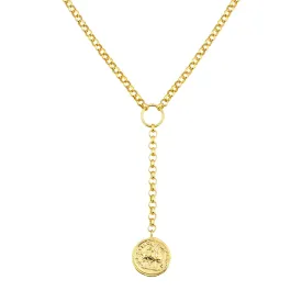 14K GOLD COIN LARIAT NECKLACE