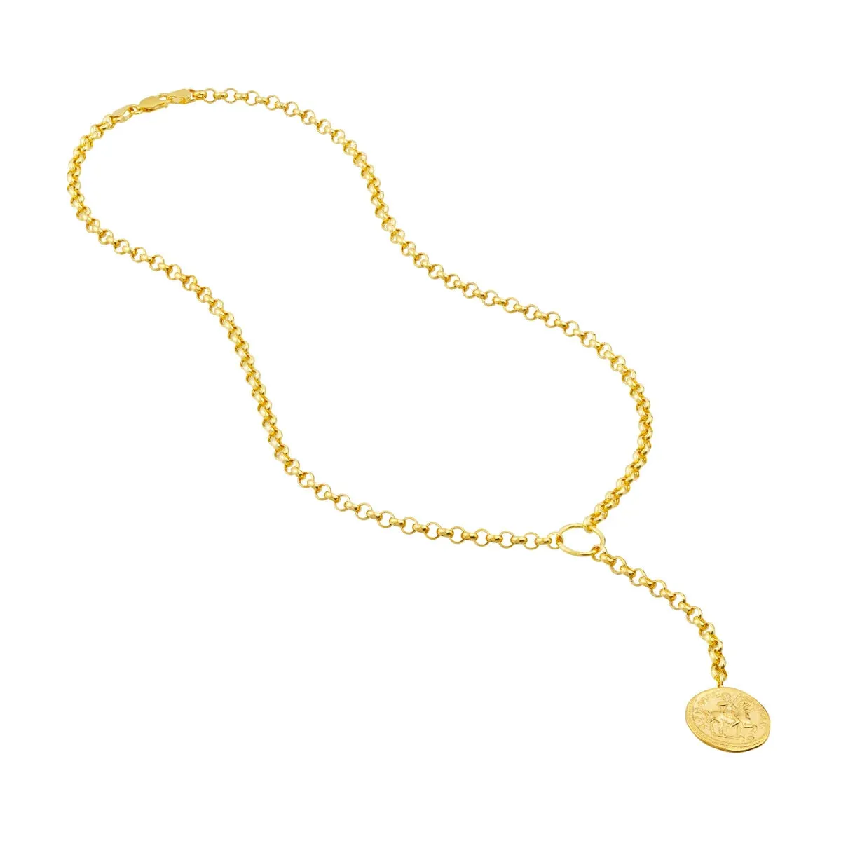 14K GOLD COIN LARIAT NECKLACE