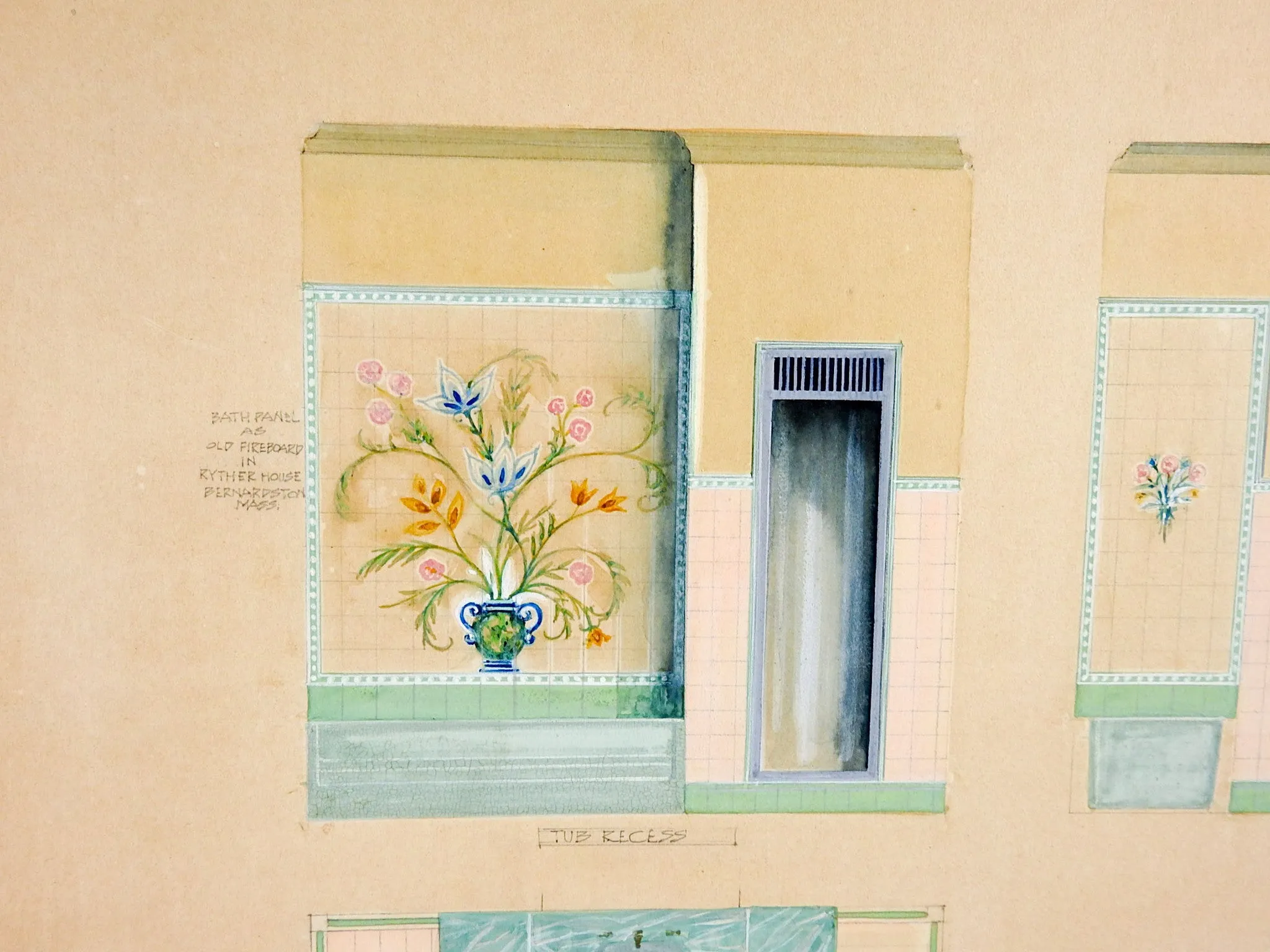 1920's Architectural Rendering For Bathroom Painting