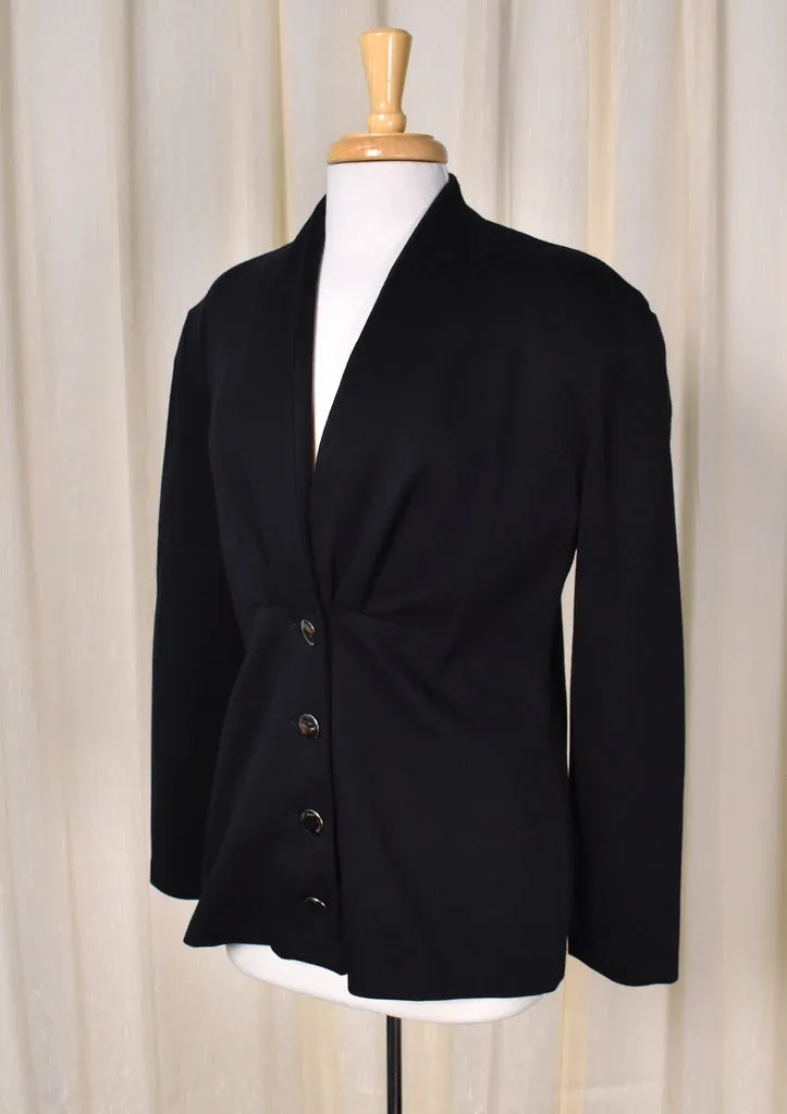 1940s Vintage Style Black Knit Blazer