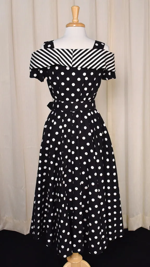 1950s Style B&W Polka Dot Dress