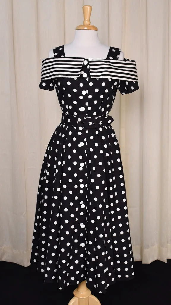 1950s Style B&W Polka Dot Dress