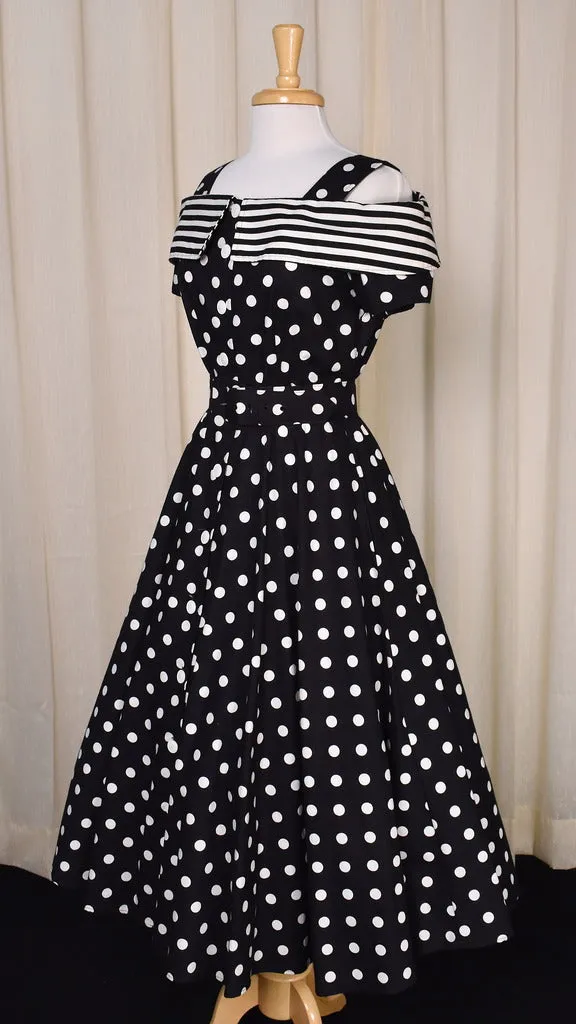 1950s Style B&W Polka Dot Dress