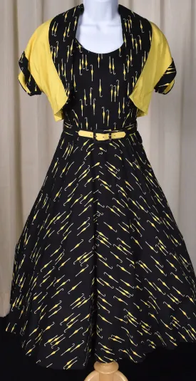 1950s Umbrellas Swing Dress w Jacket