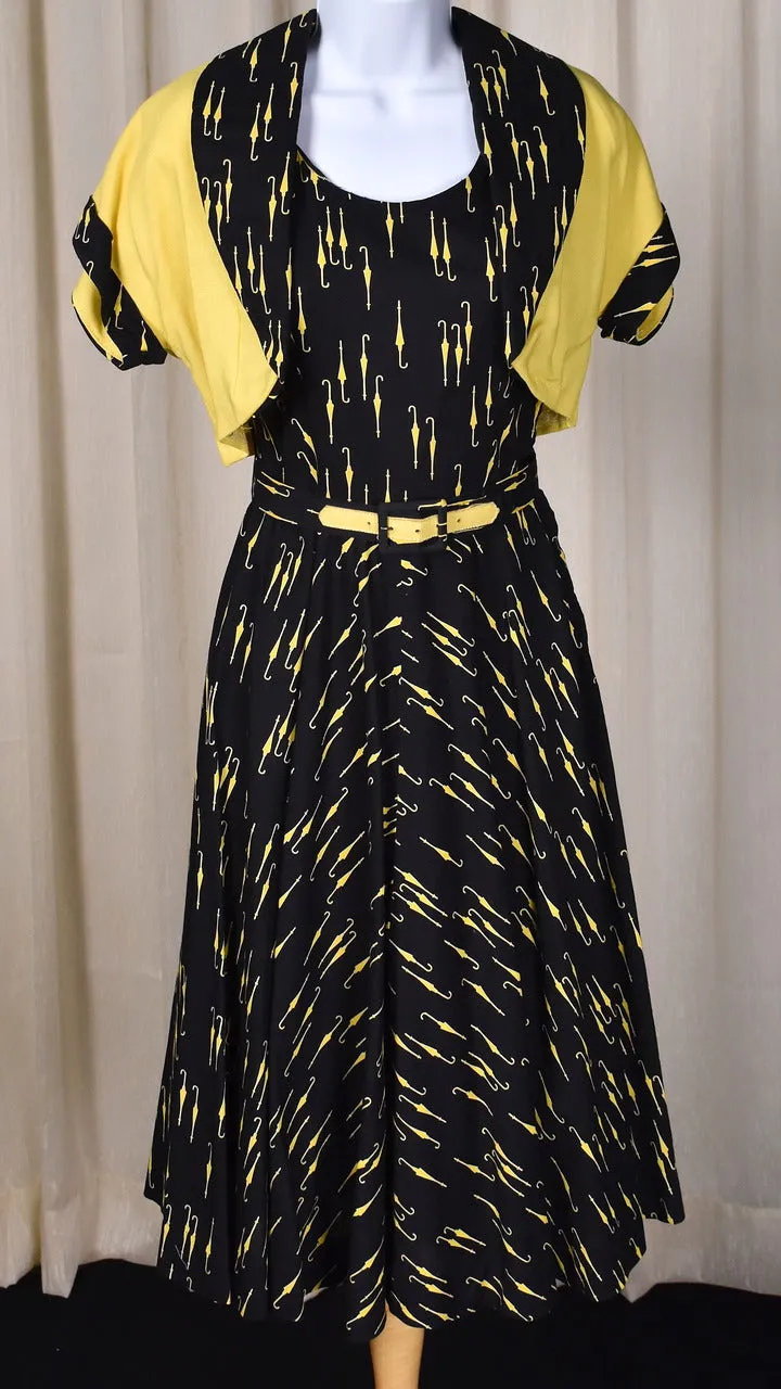 1950s Umbrellas Swing Dress w Jacket