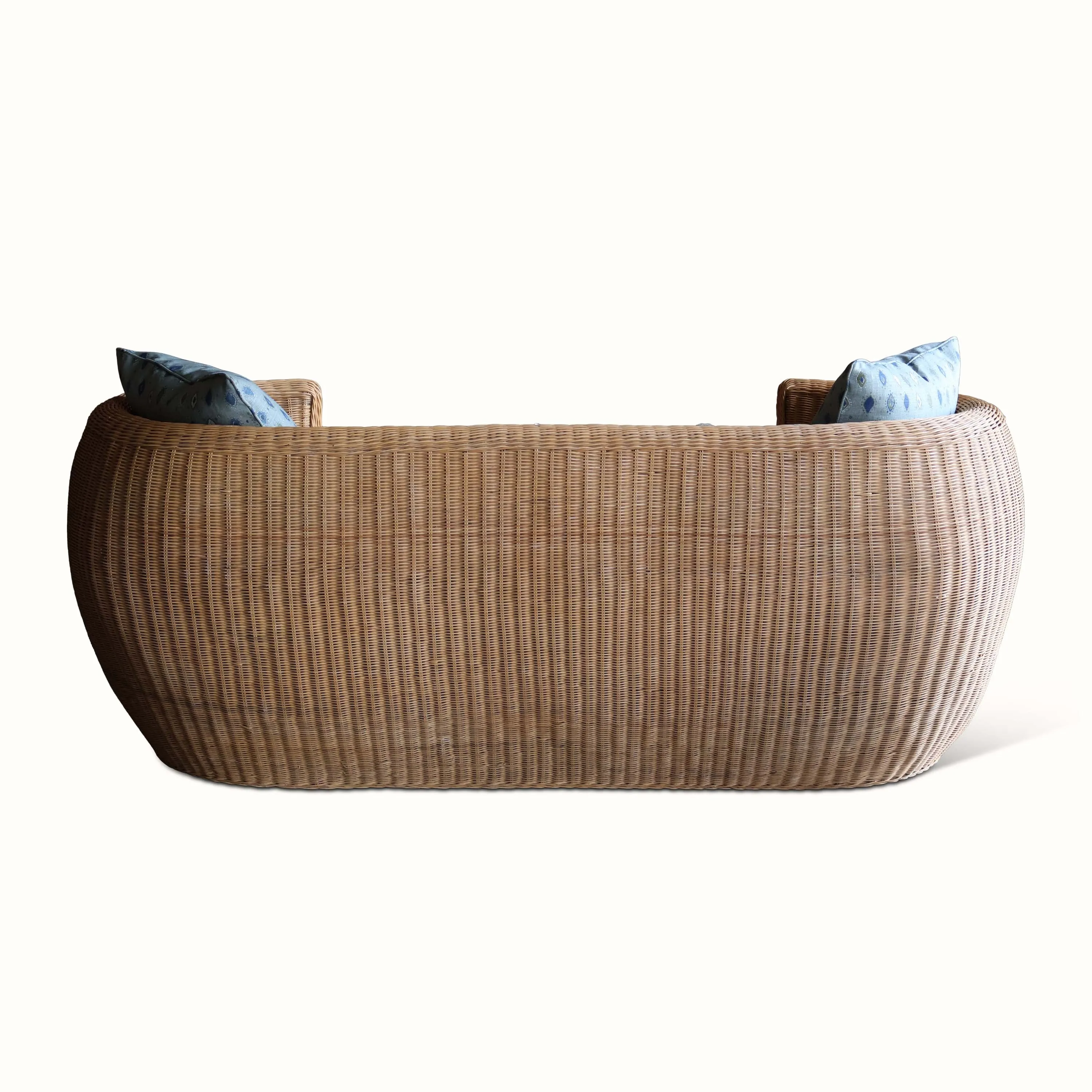 1960s French Wicker Daybed Sofa in Peter Dunham Textiles Oona