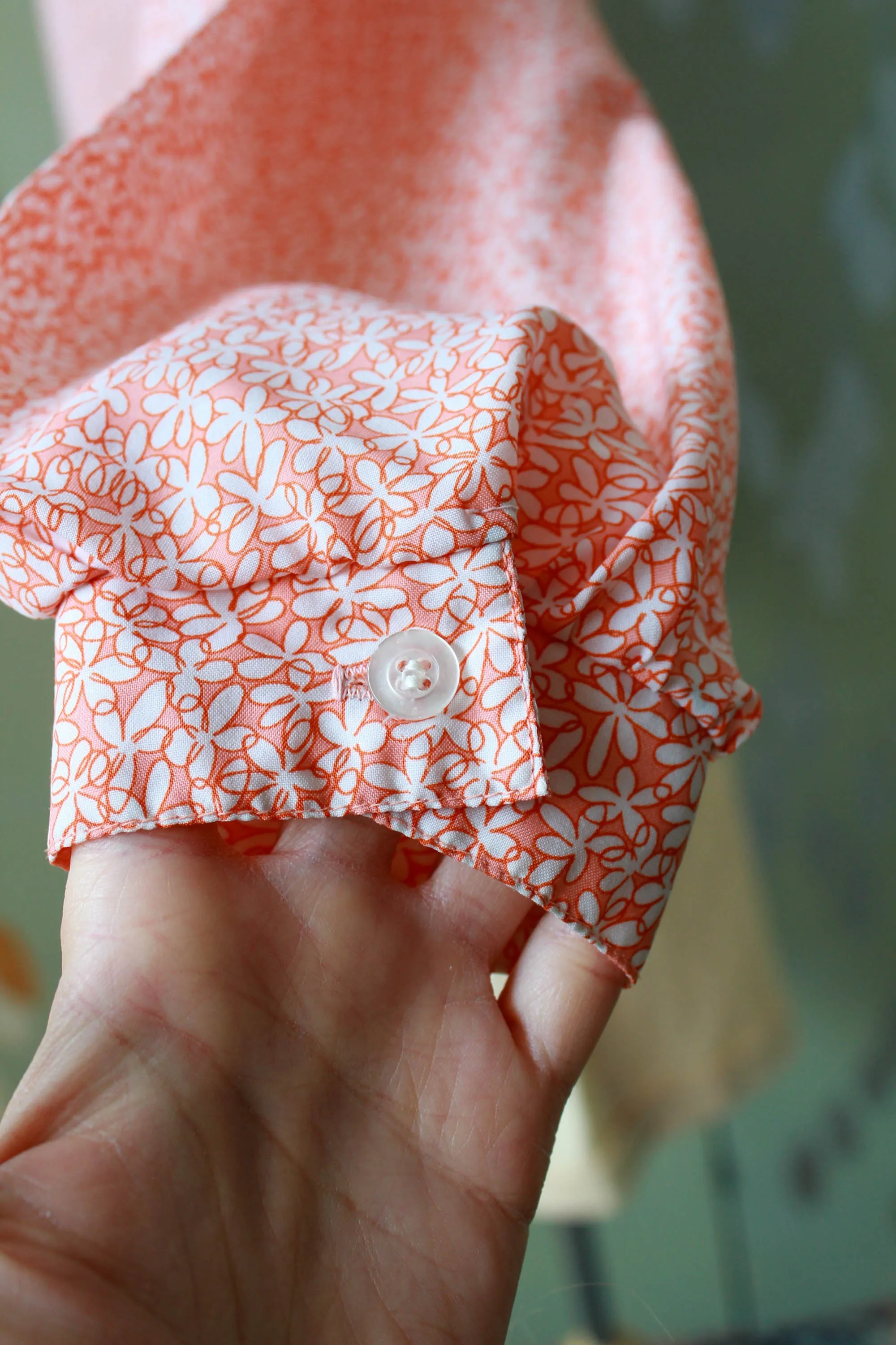 1980s Orange Floral Print Blouse, Medium