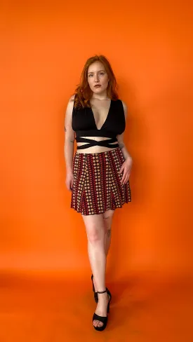 1990s Black Polka Dot Mini Skirt sz. M-XL