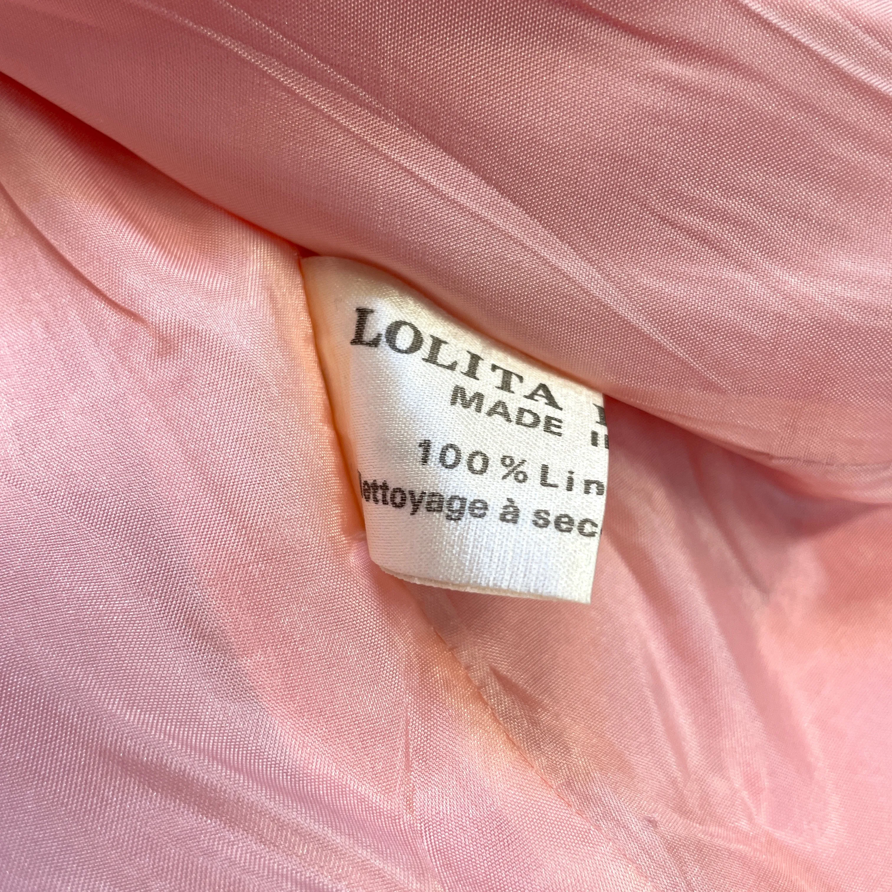 80s Lolita Lempicka Vintage Designer Bubblegum Pink Linen Suit Made in France Size Small