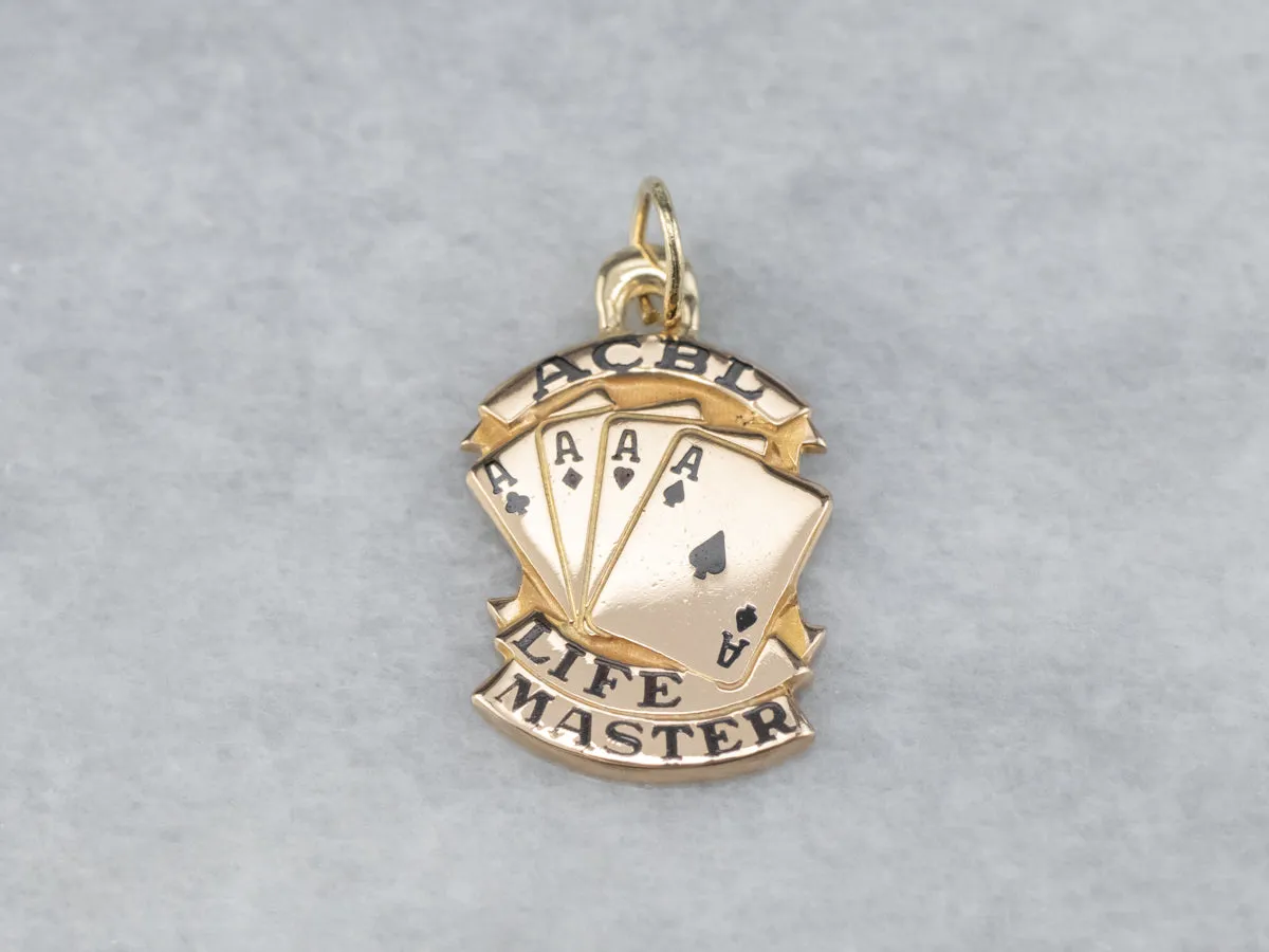 ACBL Life Master Vintage Gold Cards Charm