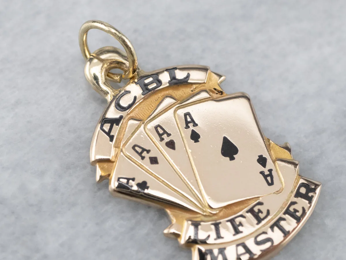 ACBL Life Master Vintage Gold Cards Charm