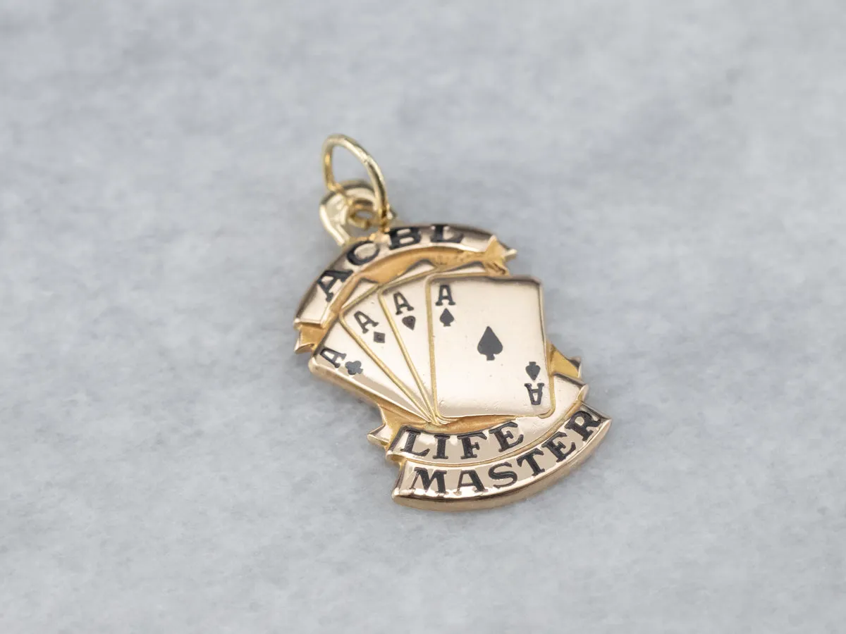 ACBL Life Master Vintage Gold Cards Charm