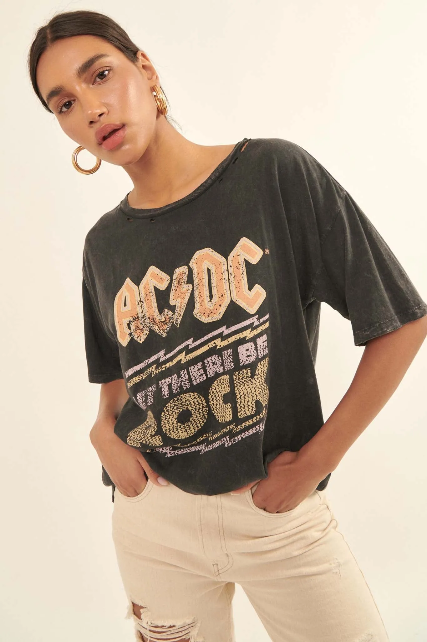 AC/DC Let There Be Rock Distressed Graphic Tee