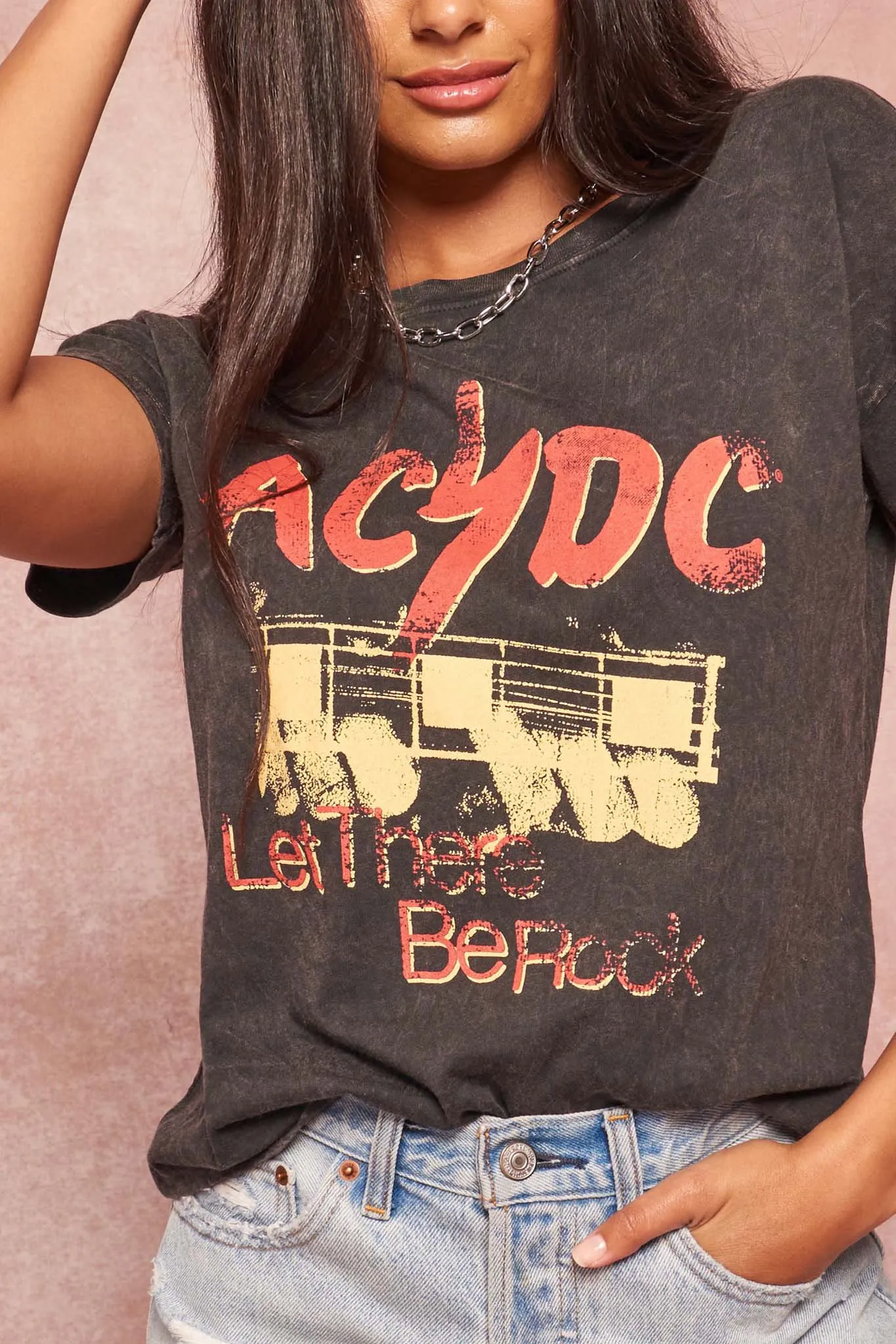 AC/DC Let There Be Rock Vintage-Wash Graphic Tee