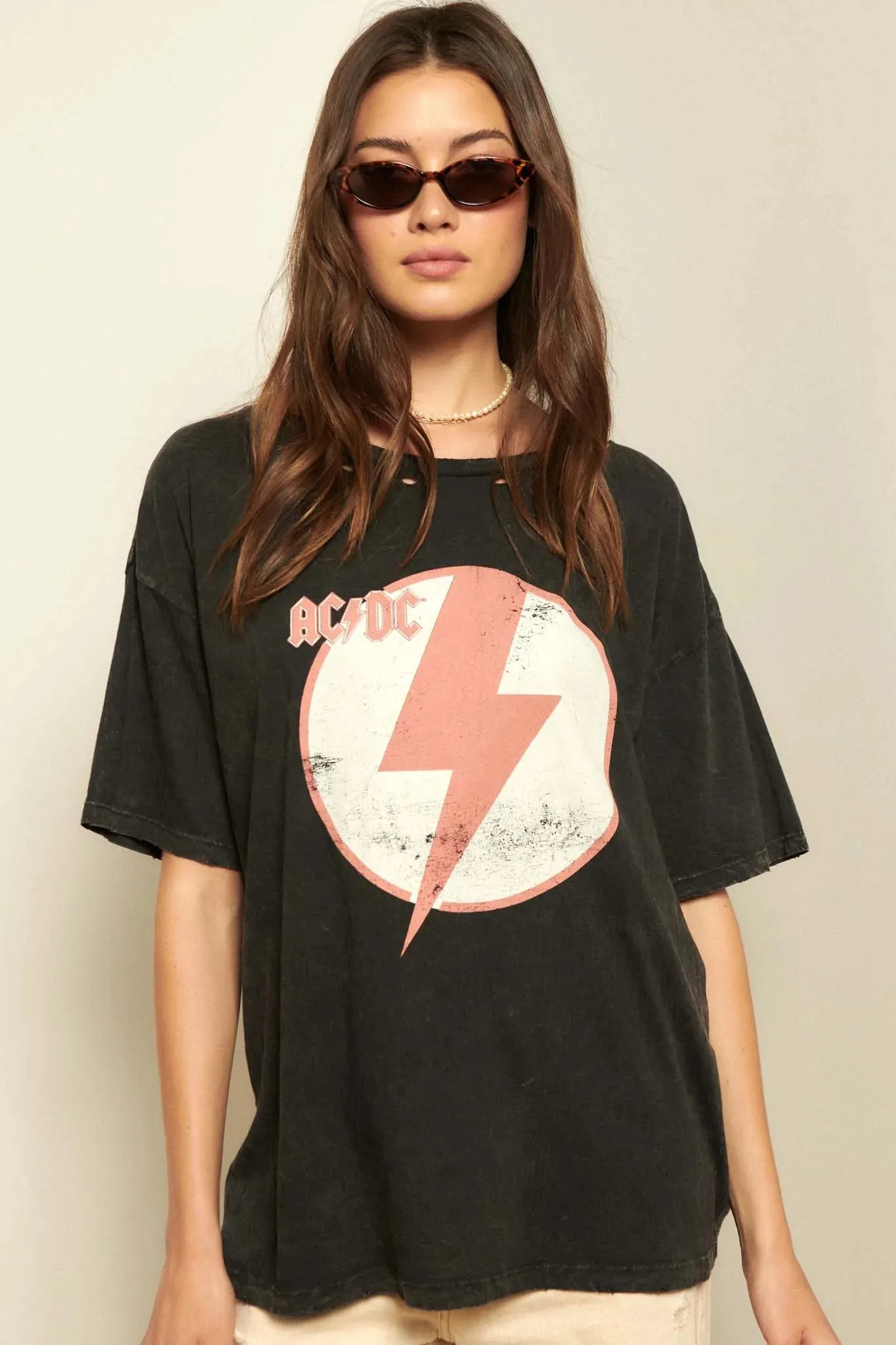 AC/DC Lightning Bolt Distressed Graphic Tee