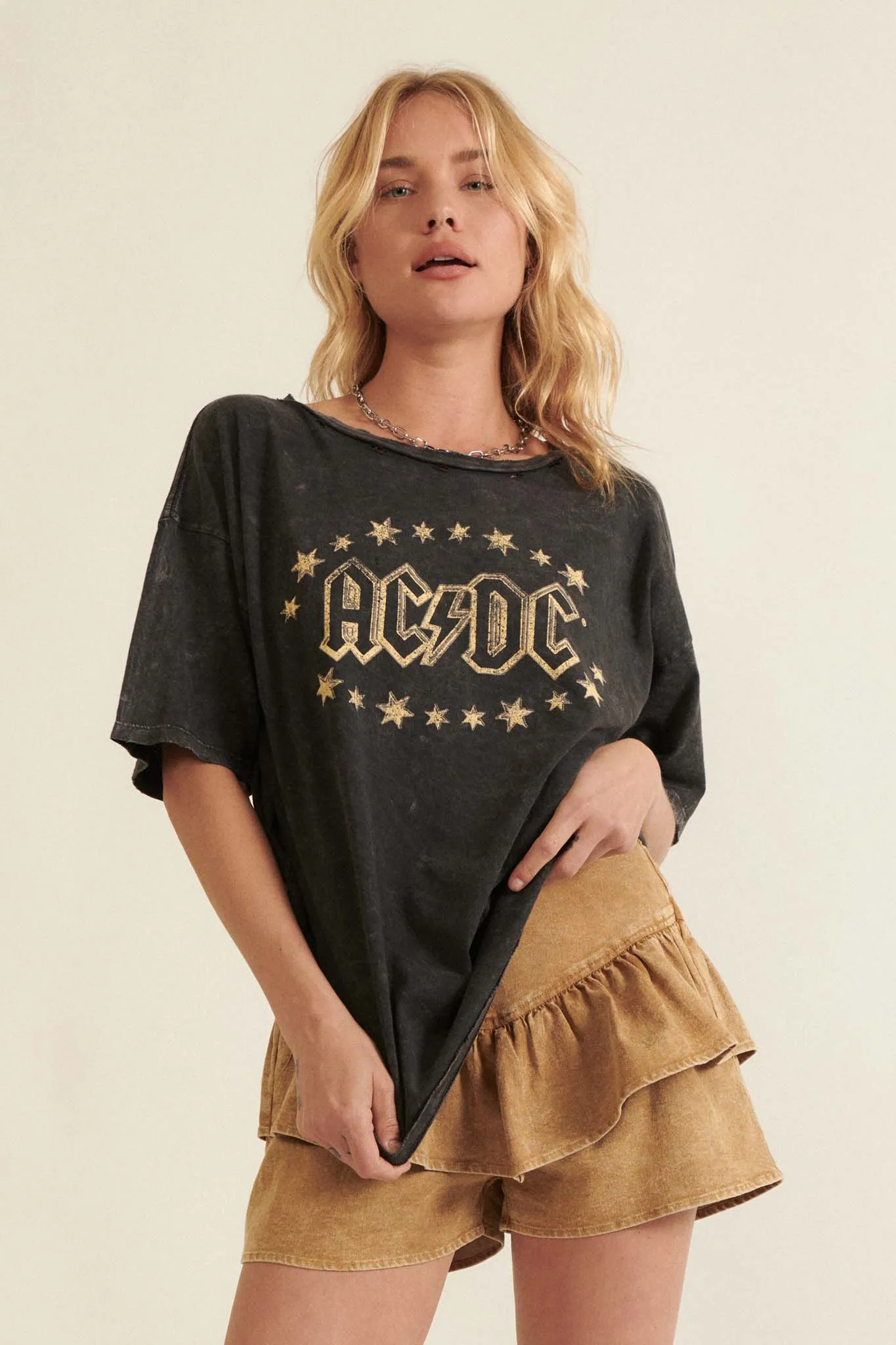 AC/DC Stars Logo Distressed Graphic Tee