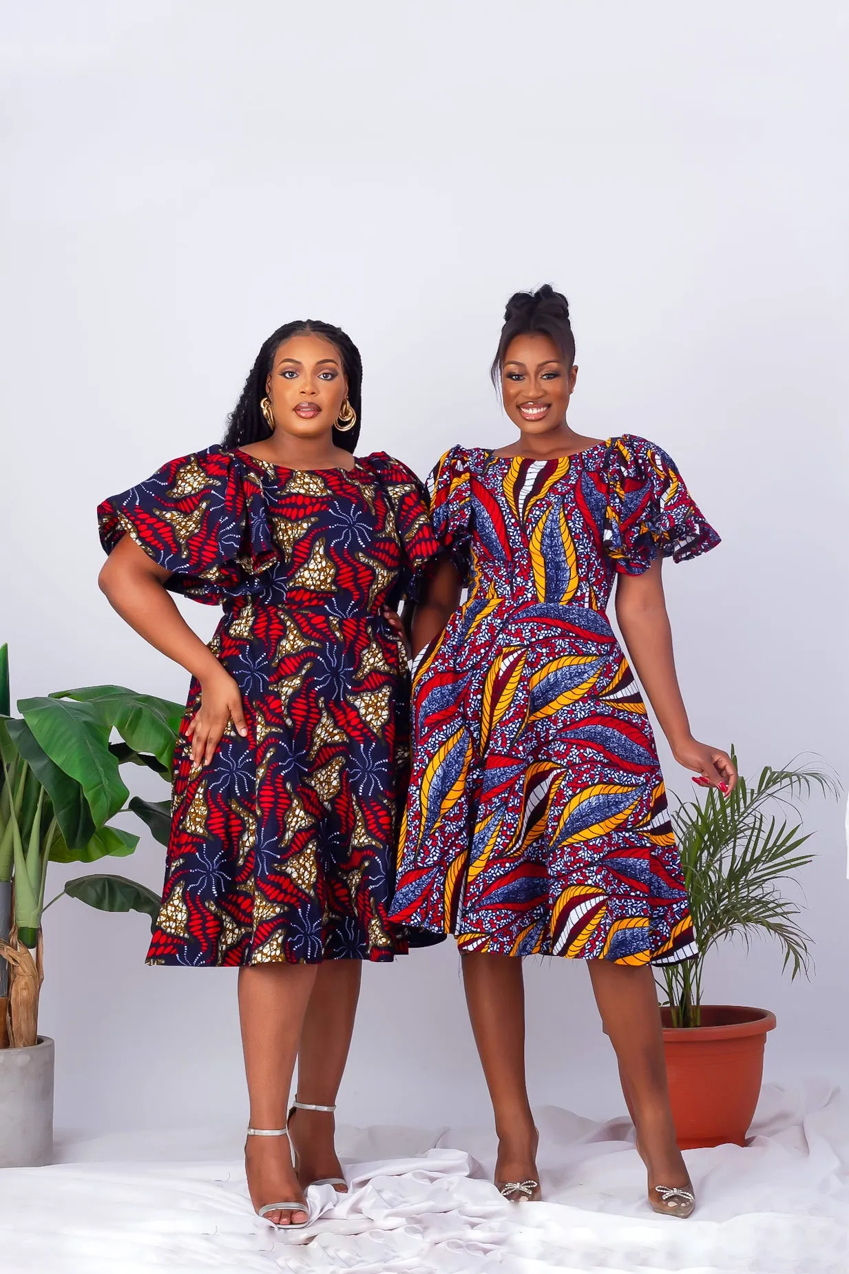 African Print Flare Midi Dress - Bunmi