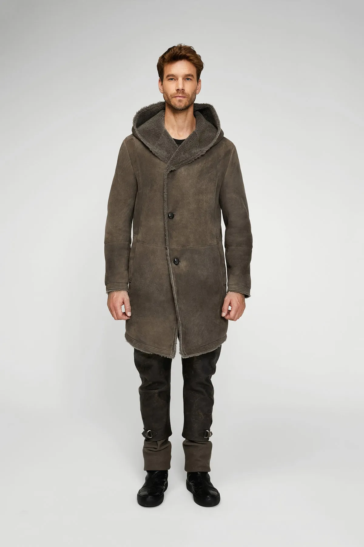 Aiden - Grey Shearling Coat