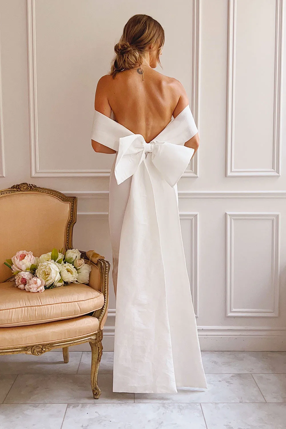 Akalyia | Bridal Maxi Dress w/ Large Bow