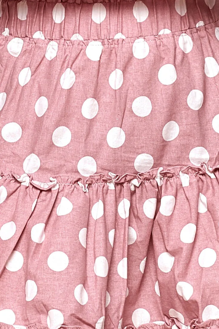 Alexi Polka Dot Off The Shoulder Top Blush Pink