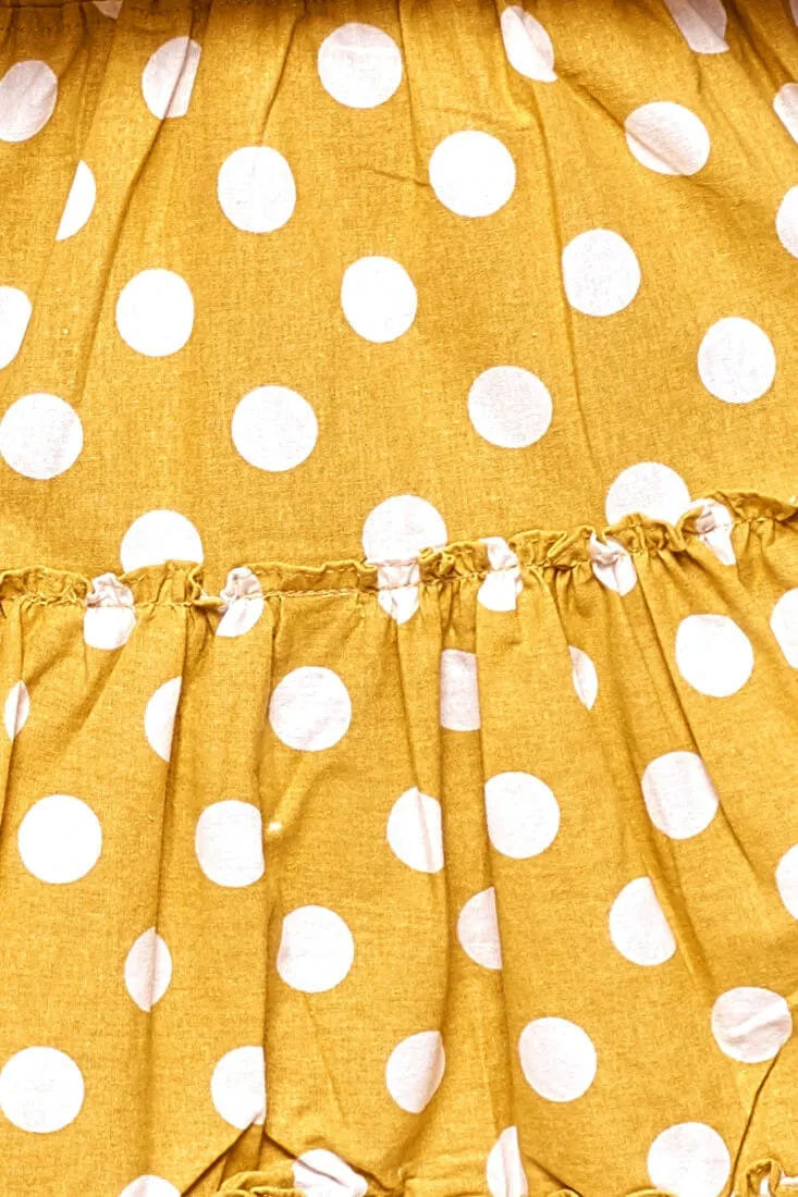 Alexi Polka Dot Off The Shoulder Top Yellow Mustard