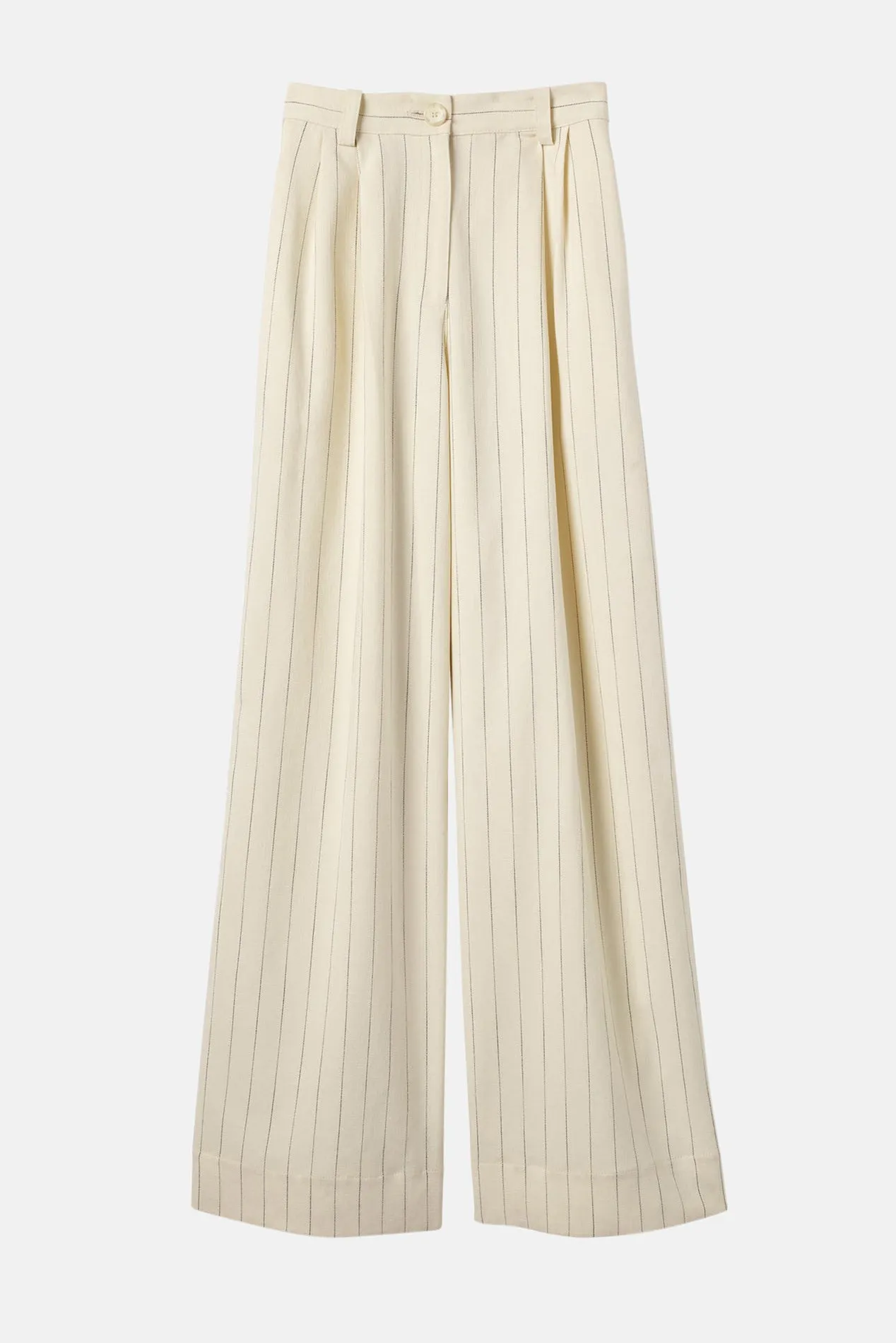 Alfie Wide Leg Pinstripe Pant Cream/Black Stripe