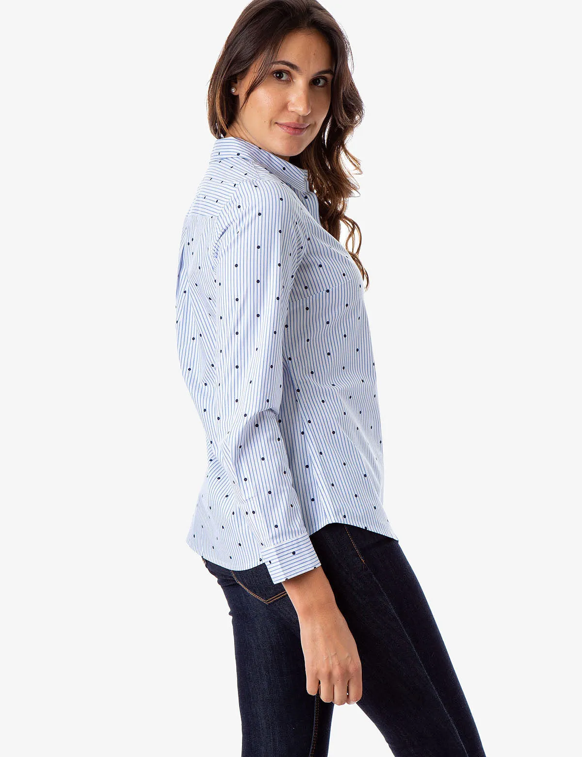 ALL OVER STRIPED DOT LONG SLEEVE SHIRT