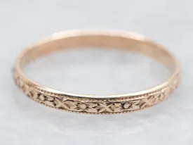 Antique Gold Forget Me Not Pattern Band