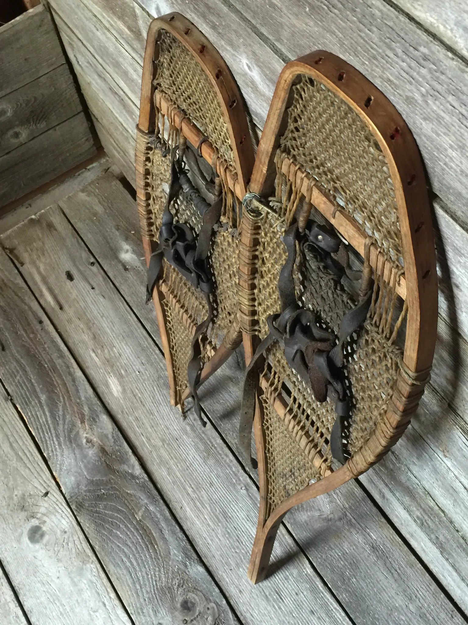 Antique Native American Snowshoes with pom poms