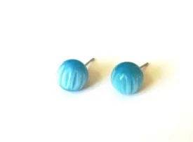 Aqua Blue Corrugated Vintage Lucite Moonglow Studs