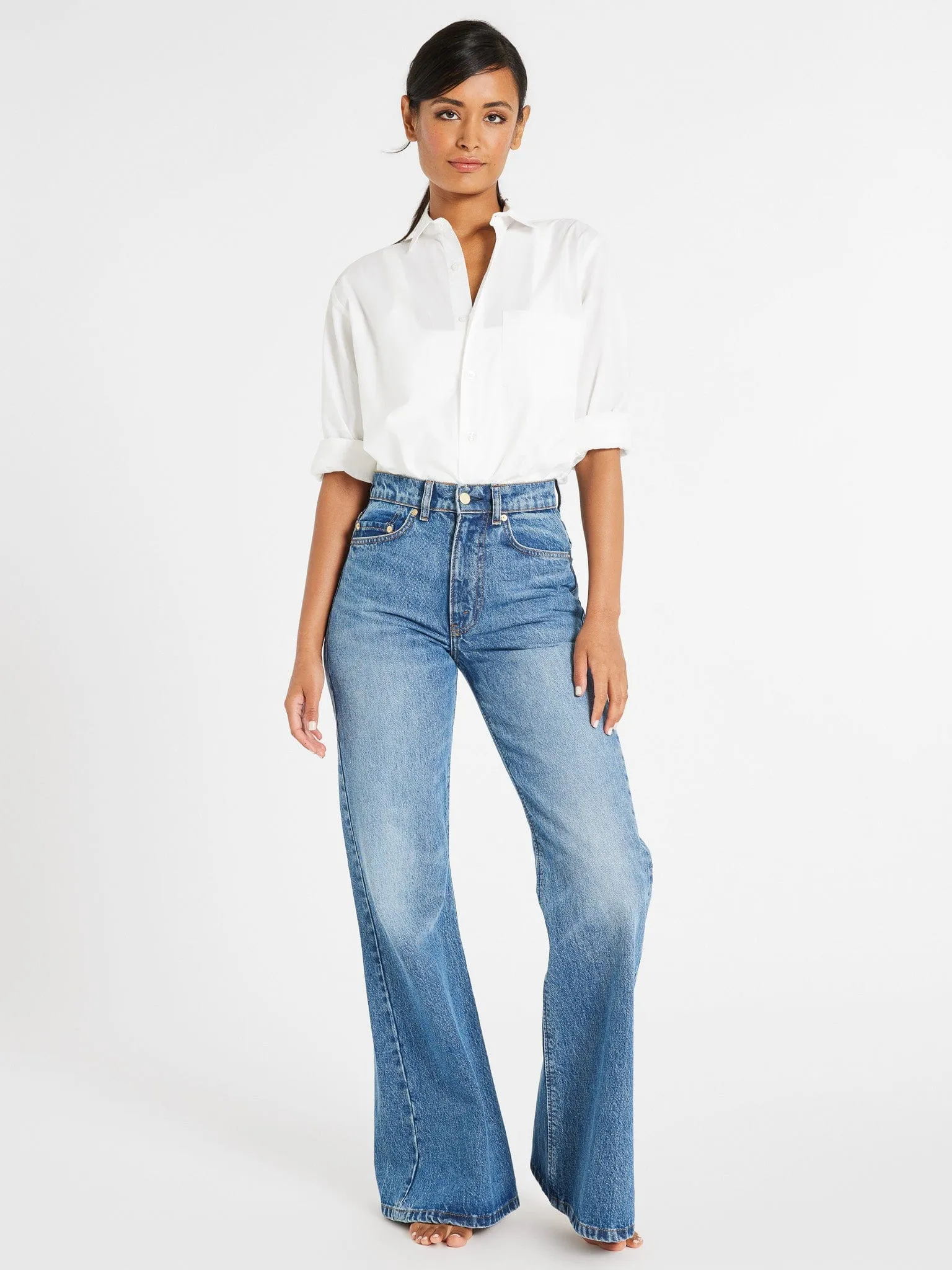 Ashton High Rise Wide Leg Flare Jean in Montecito