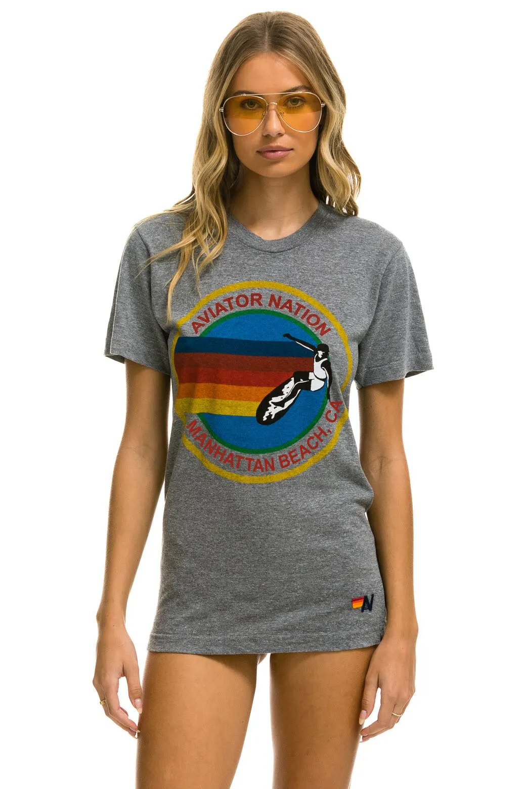 AVIATOR NATION MANHATTAN BEACH TEE SHIRT - HEATHER GREY