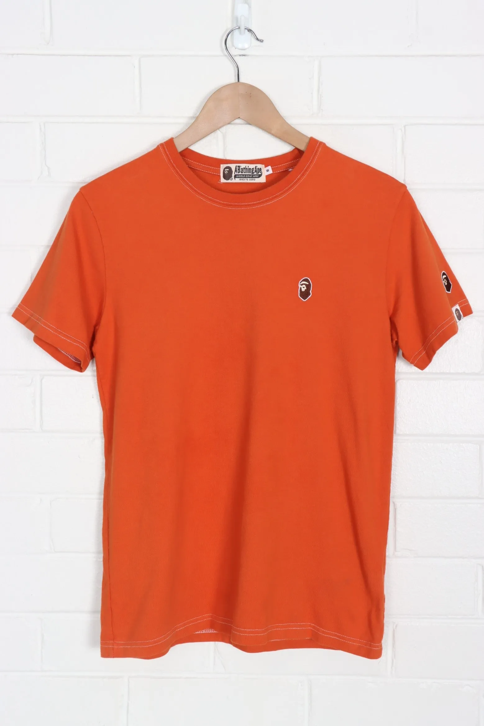 BAPE A Bathing Ape Embroidered Orange Tee (S)