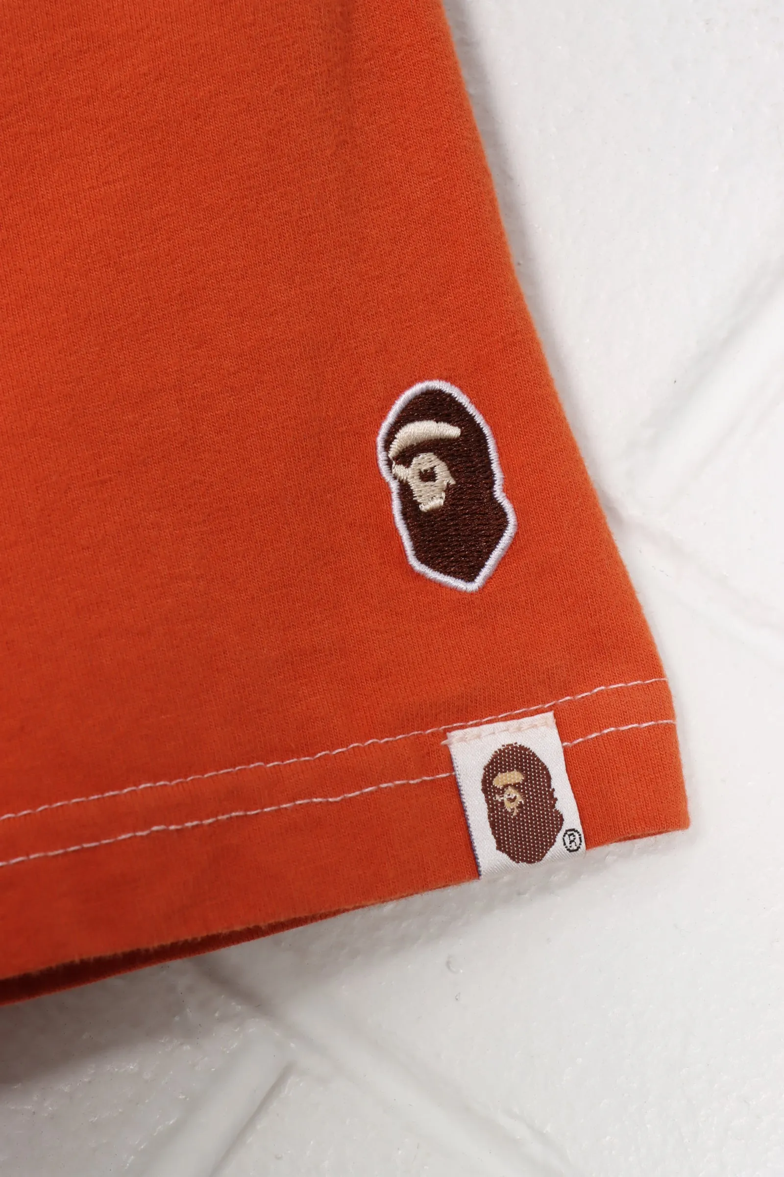 BAPE A Bathing Ape Embroidered Orange Tee (S)