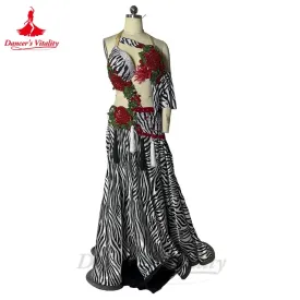 Belly Dance Performance Costume Set for Women Senior Zebra Bra Top long Skirt 2pcs Custom Adult Children Oriental Dance Outfit