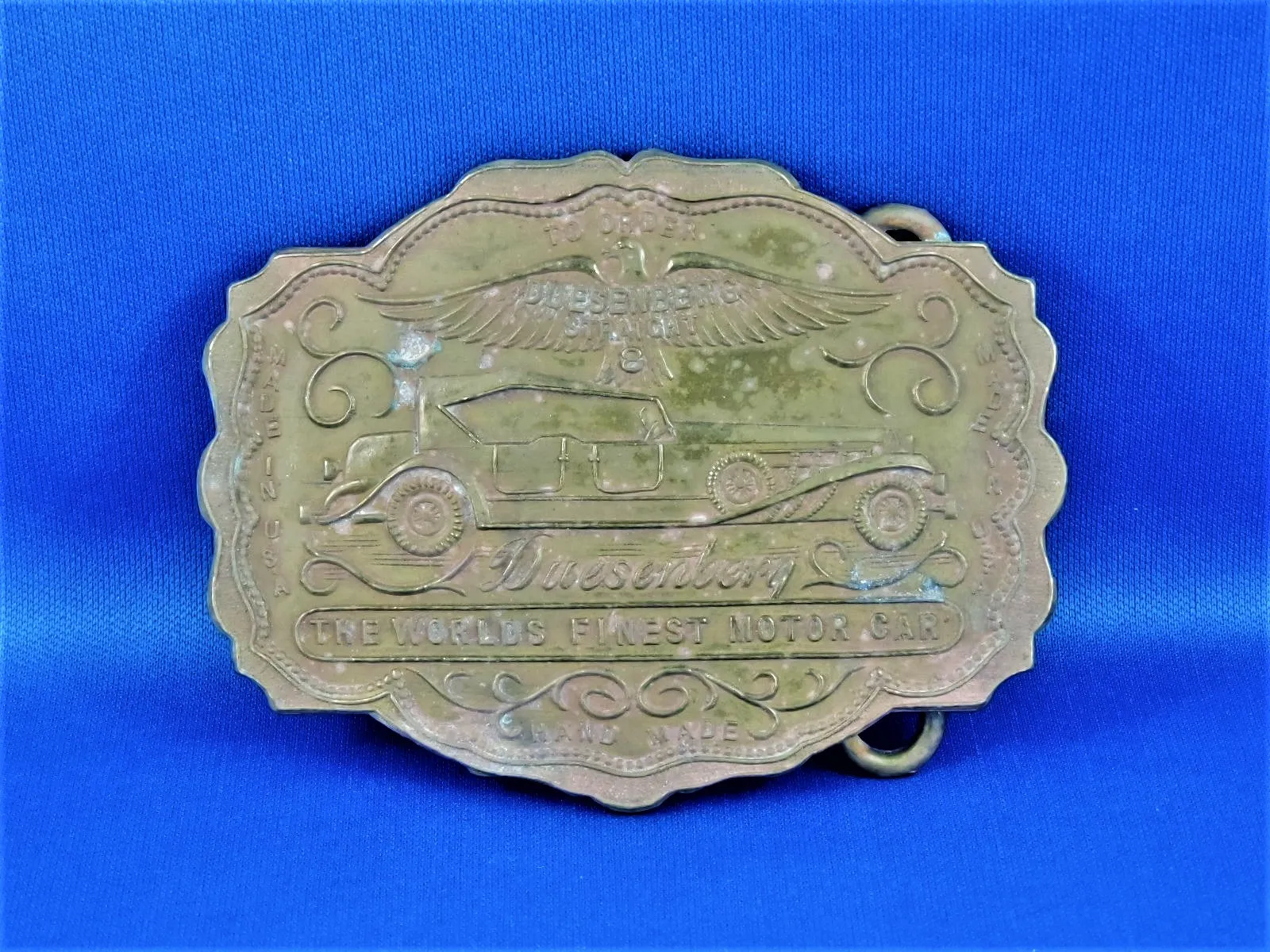 Belt Buckle - Duesenberg Straight-8 - Hand Made - Brass