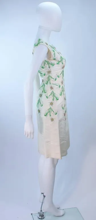 BETTY HIGGINS Cream Floral Pattern Lace Dress Size 4