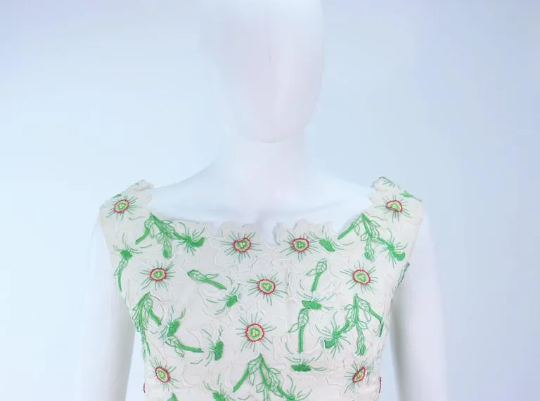 BETTY HIGGINS Cream Floral Pattern Lace Dress Size 4