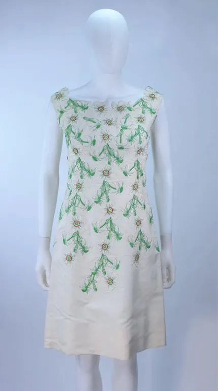 BETTY HIGGINS Cream Floral Pattern Lace Dress Size 4