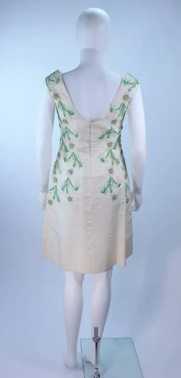 BETTY HIGGINS Cream Floral Pattern Lace Dress Size 4