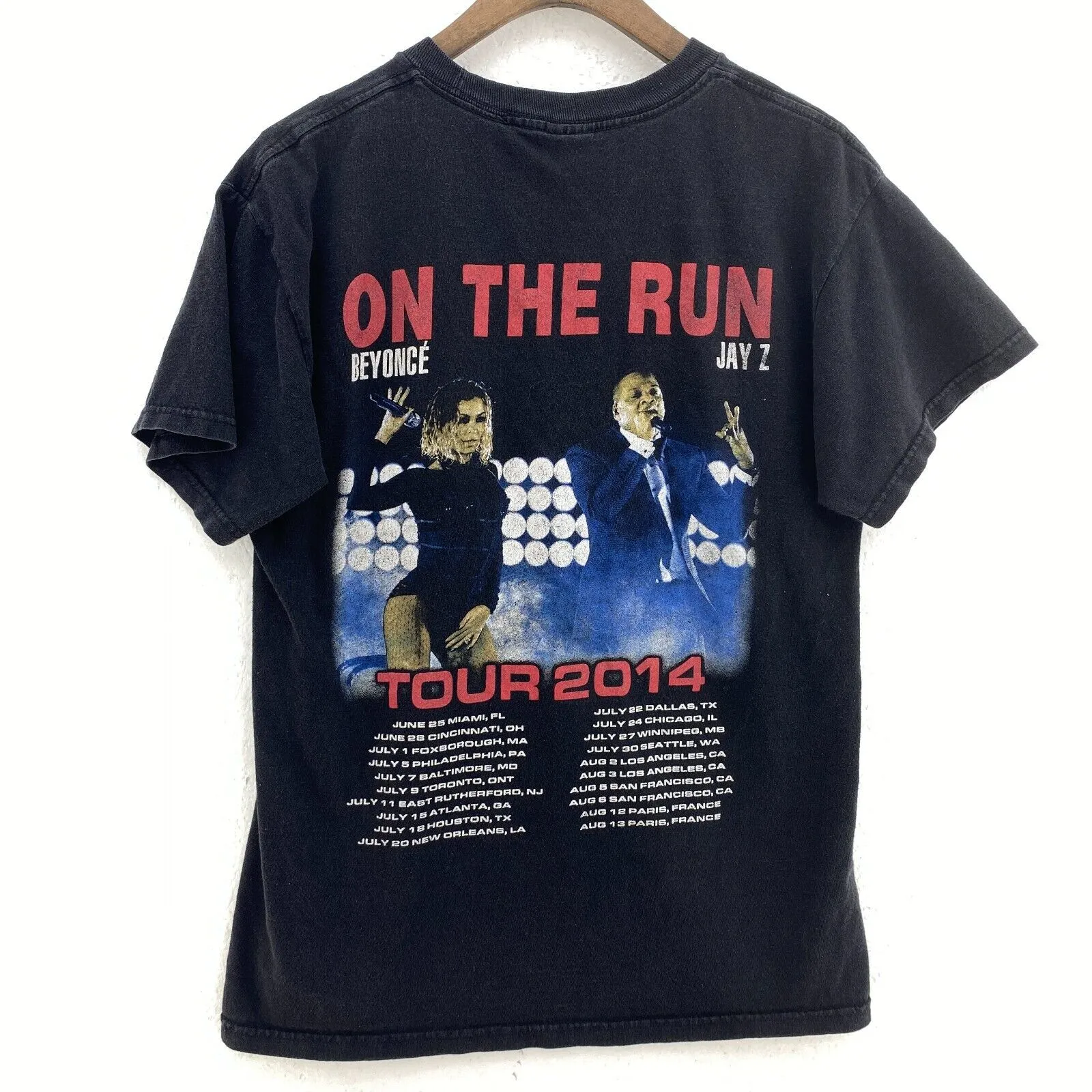 Beyonce On The Run Tour 2014 Jay Z Black Vintage T-shirt Size M Single Stitch