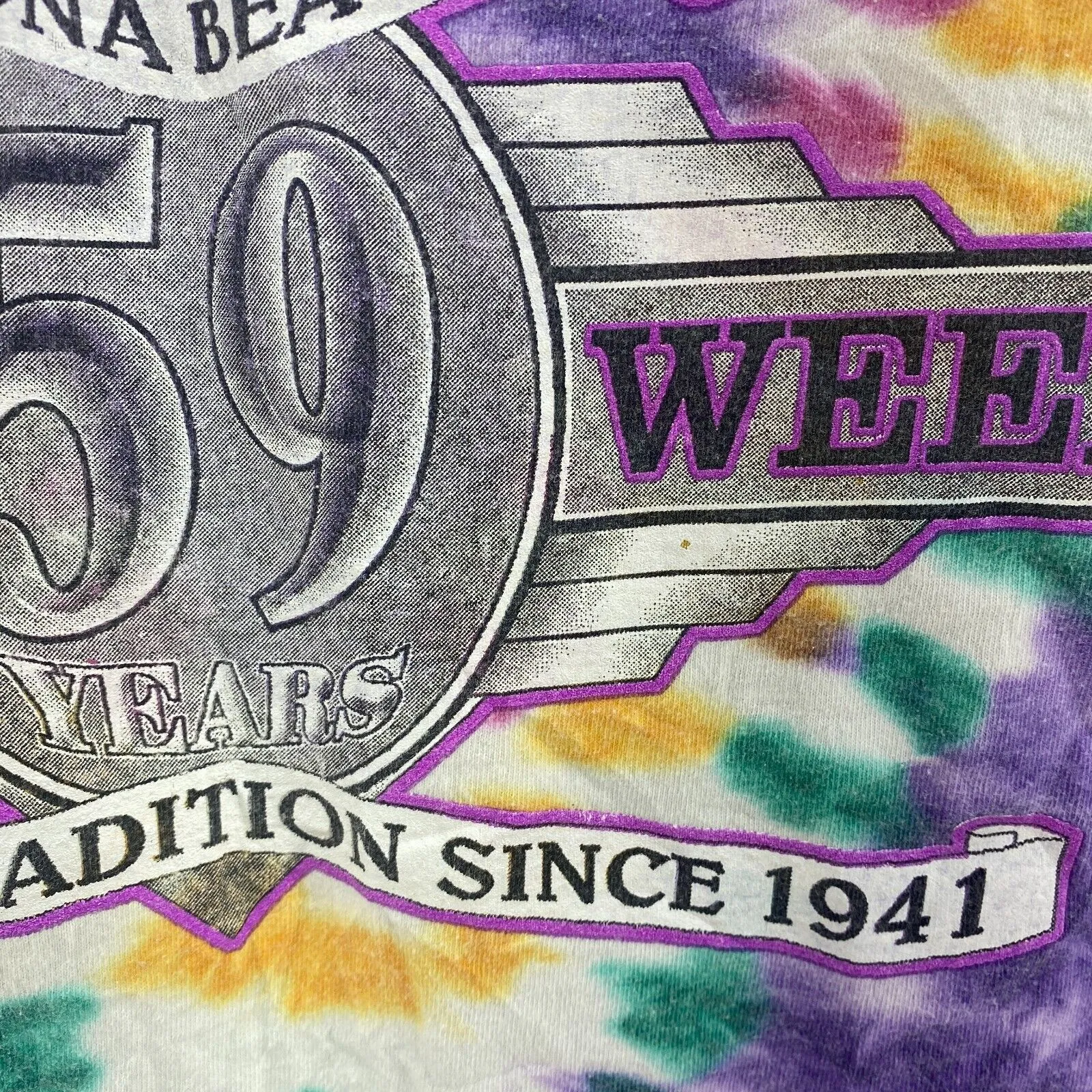 Bike Week Daytona Beach 2000 Purple Vintage Tie Dye T-shirt Size M Single Stitch