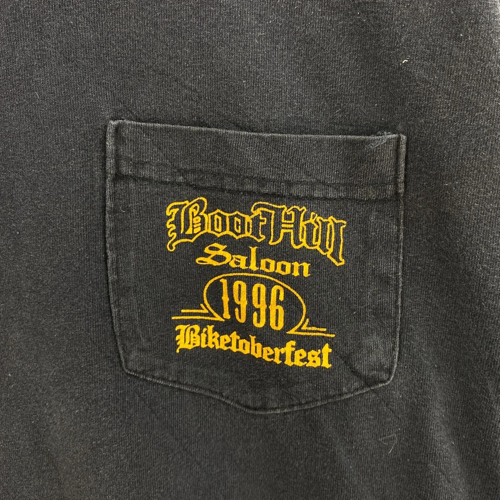 Biketober Fest Boot Hill Saloon Vintage Black T-shirt Size L Single Stitch Biker